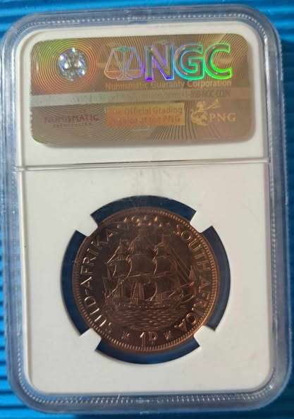 1955 South African Union Penny - NGC PF65 RB