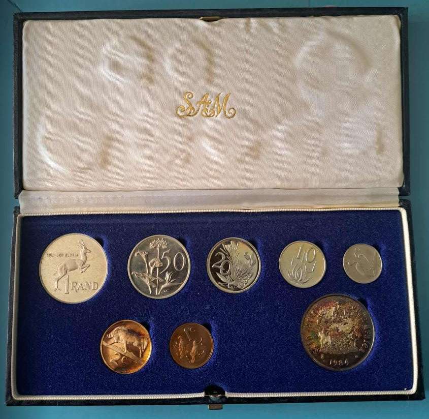 1984 South Africa Twin Proofset with Silver and Nickel R1