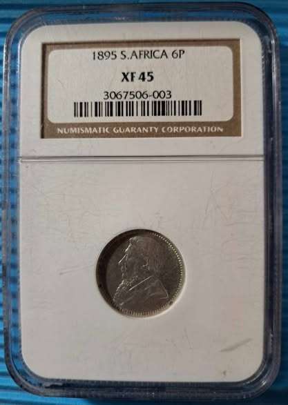 1895 - ZAR 6 Pence - NGC Graded XF45