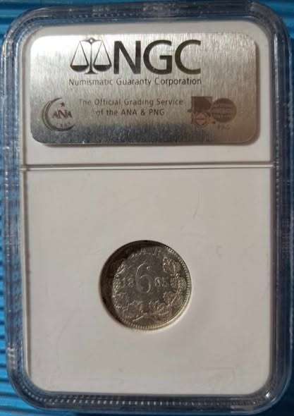 1895 - ZAR 6 Pence - NGC Graded XF45