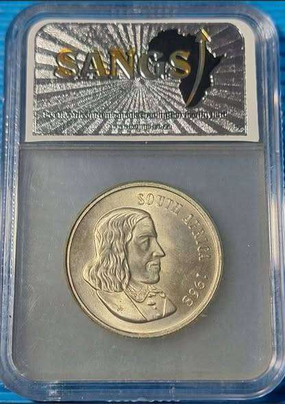 1968 South African Silver 1 Rand ENGLISH coin SANGS MS62