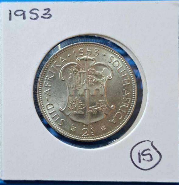*** 1953 - SA UNION 2 SHILLING IN MYLAR #15 - GREAT CONDITION ***