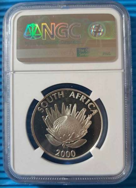 2000 SA Silver R1 Protea Series - Wine Production - NGC PF68 Ultra Cameo