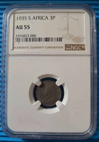 *** 1935 - SA UNION 3 PENCE - NGC AU55 ***