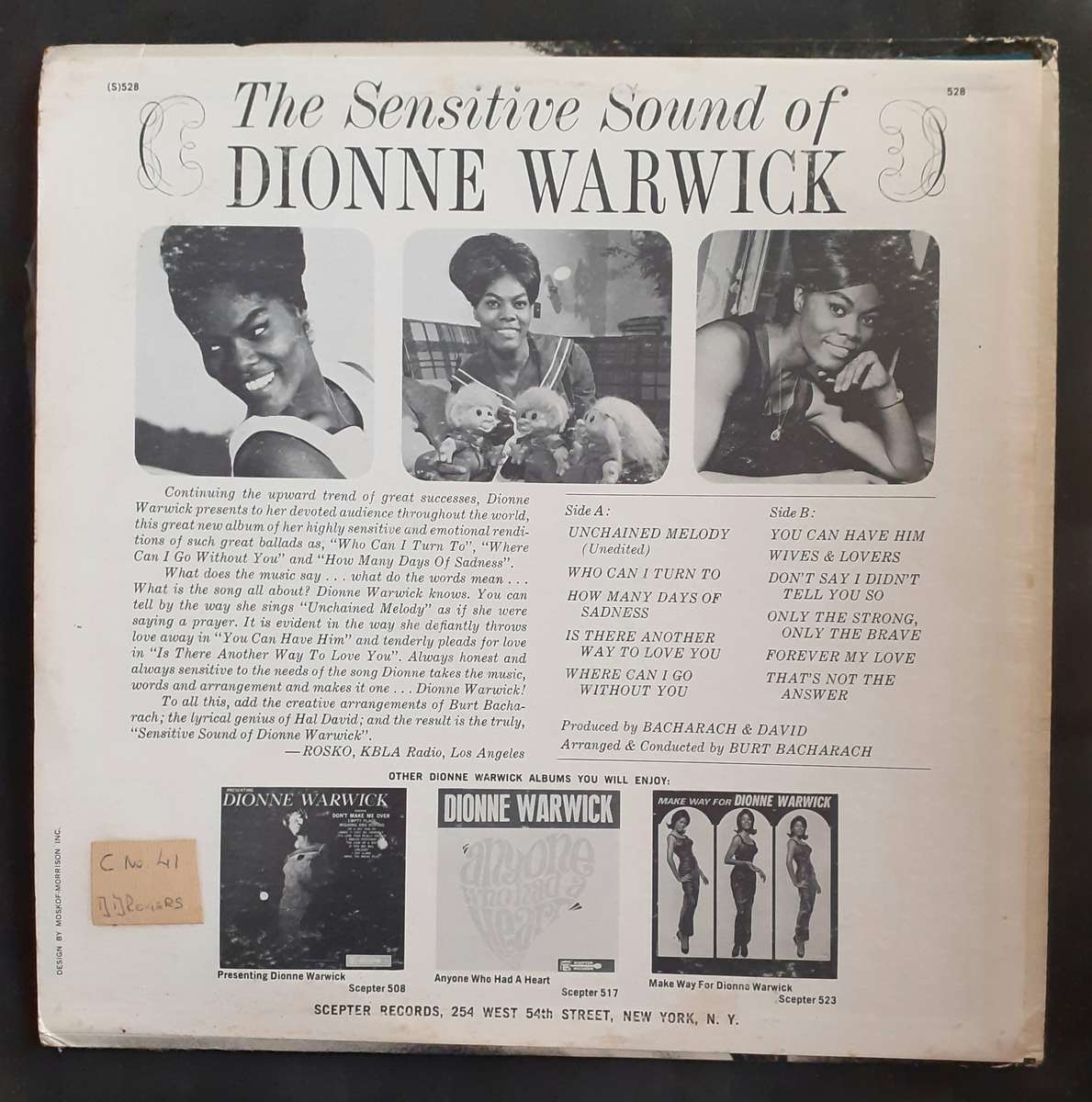 Dionne Warwick - The Sensitive Sound Of Dionne Warwick LP Vinyl Record - USA Pressing