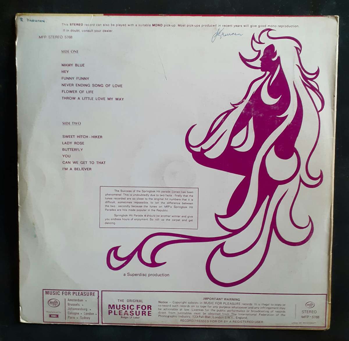 Springbok Hit Parade Vol.4 LP Vinyl Record