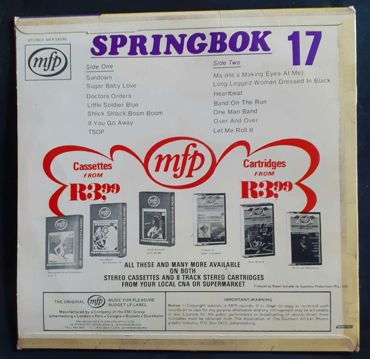 Springbok Hit Parade Vol.17 LP Vinyl Record