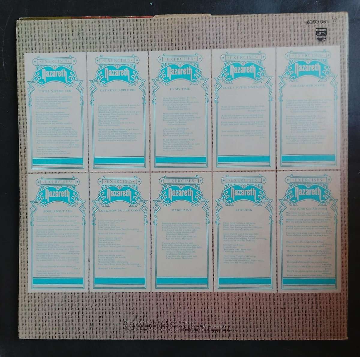 Nazareth - Exercises LP Vinyl Record - Germany Pressing