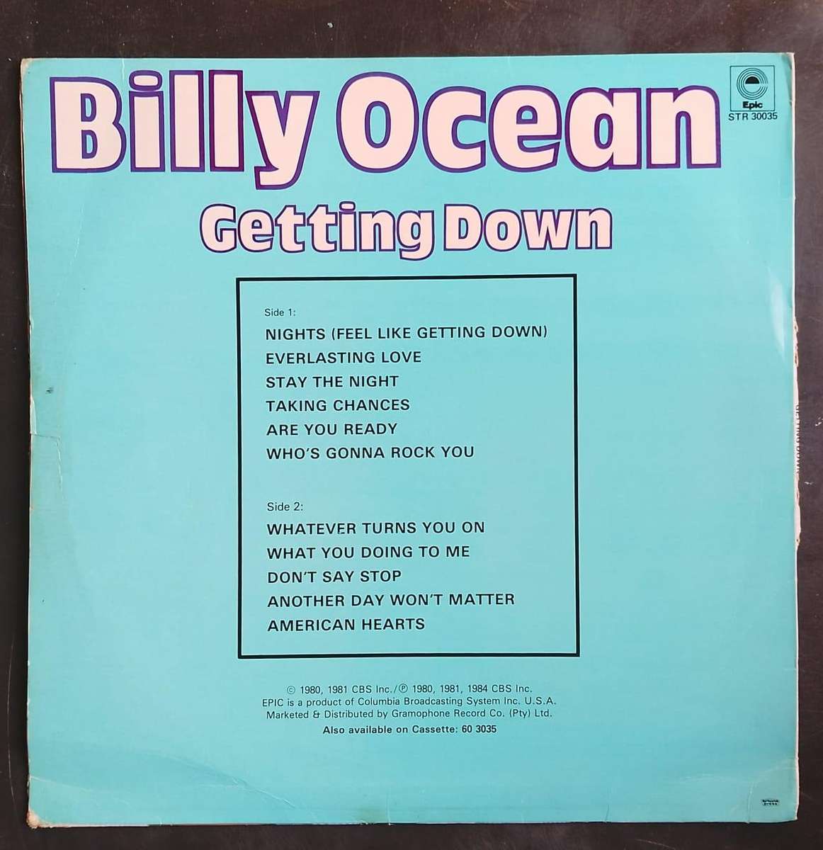 Billy Ocean - Getting Down LP Vinyl Record