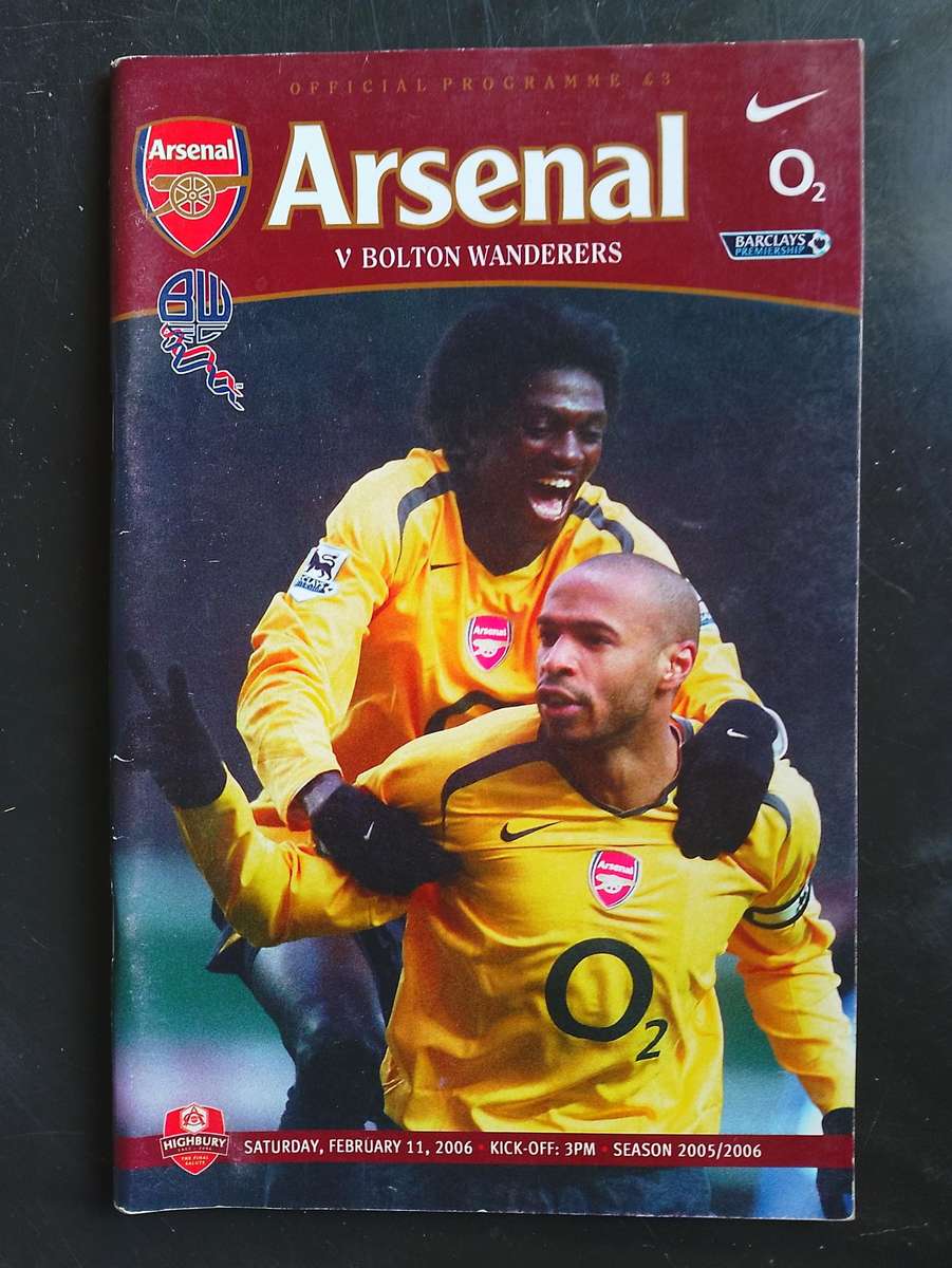 Arsenal vs Bolton Wanderers 2005/06 Premier League Match Programme