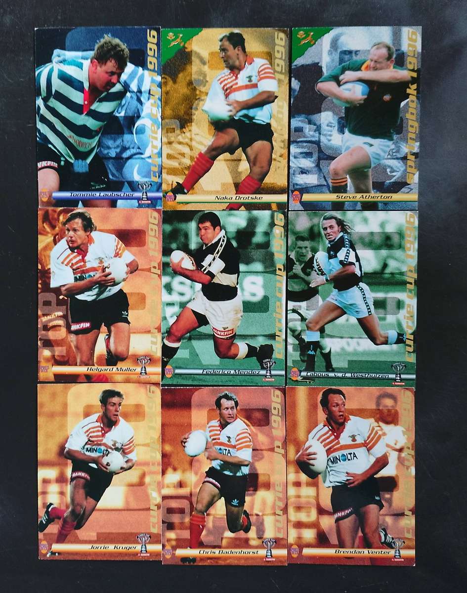 9 Cards of 1996 Sports Deck Currie Cup Card Collection