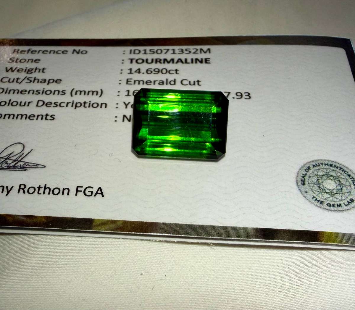14.69 Certified Tourmaline