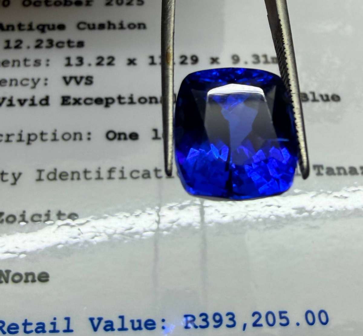 12.23CT PREMIUM INVESTMENT TANZANITE * Certified Tanzanite *