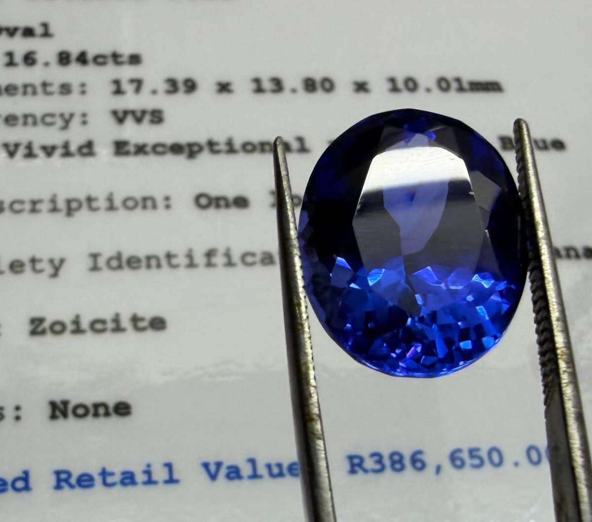 16.84ct Certified Tanzanite