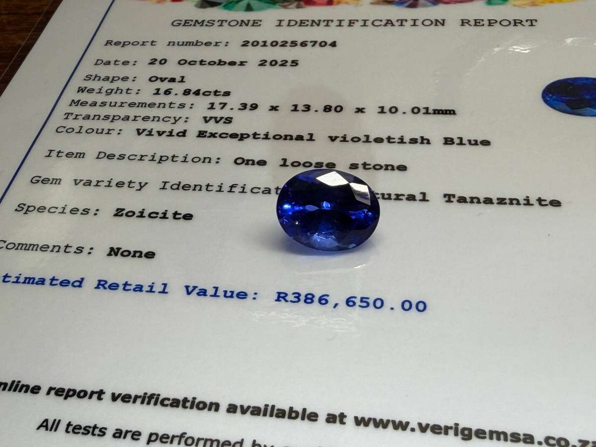 16.84ct Certified Tanzanite