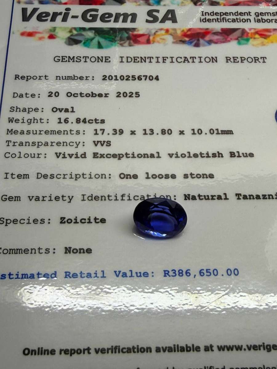16.84ct Certified Tanzanite