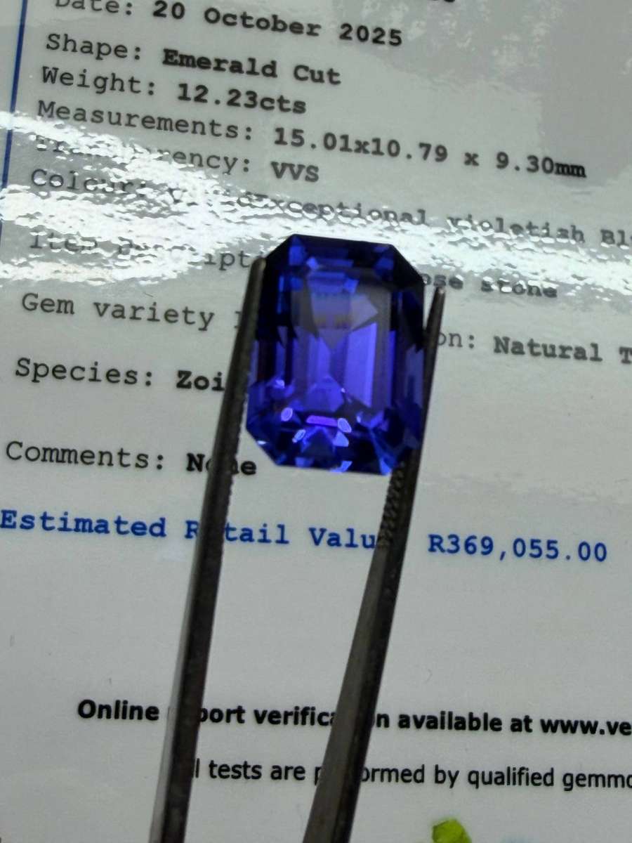 12.23CT PREMIUM INVESTMENT TANZANITE * Certified Tanzanite *