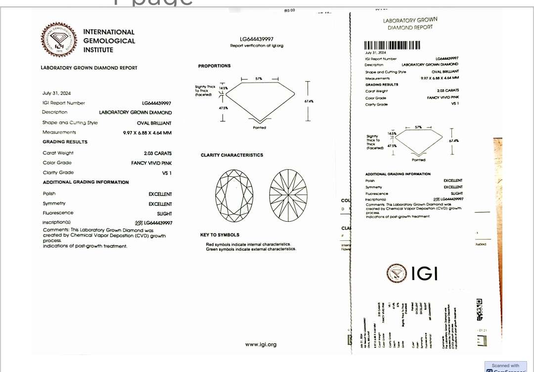2.03ct Certified Fancy Vivid Pink Diamond Ring (IGI Certified Diamond)