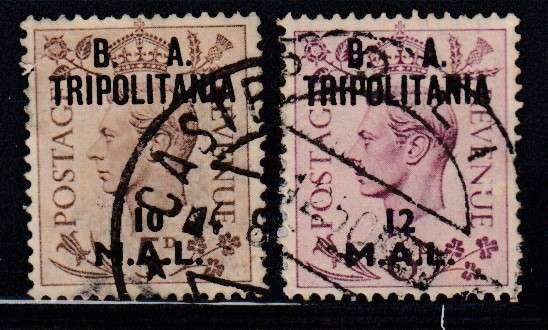 BRITISH TRIPOLITANIA 1950 LOT OVERPRINTS USED.