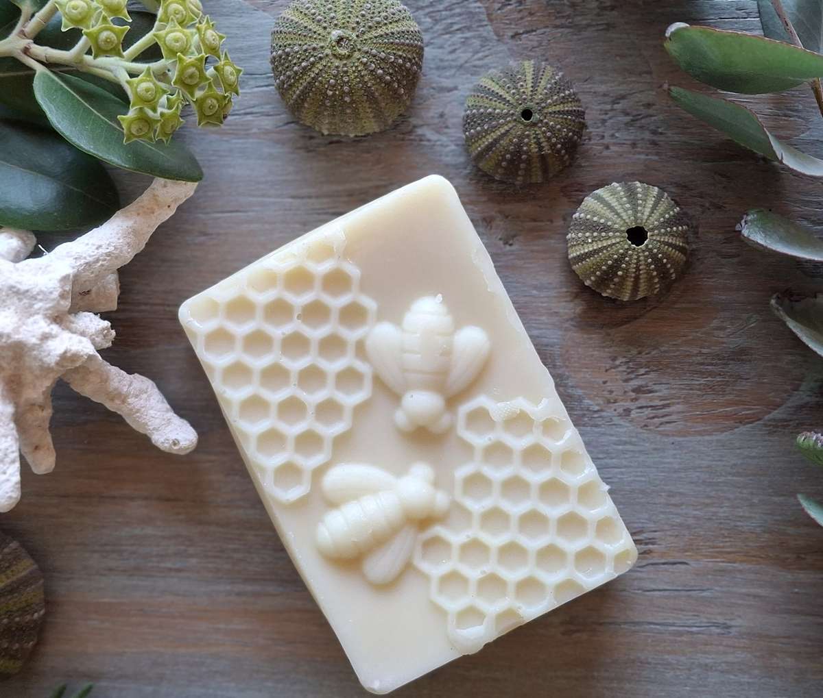 3 x Natural handmade Seawater soaps (Neroli essential oil) in honey bee pattern 90 gram bar