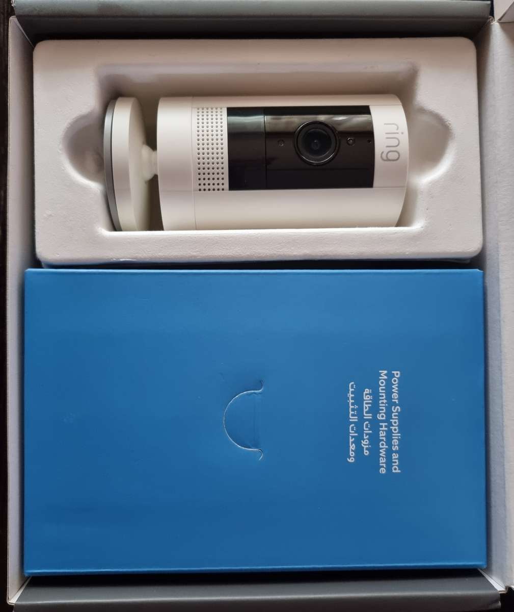 ring stick up cam plug-in security camera-white