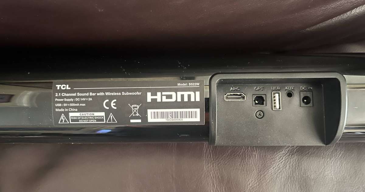 TCL 2.1CH S522W Soundbar with Wireless Subwoofer - Bluetooth and HDMI Arc (for Parts or repair)