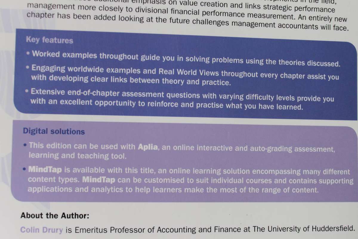 MANAGEMENT AND COST ACCOUNTING  by Colin Drury  10th Edition 2019