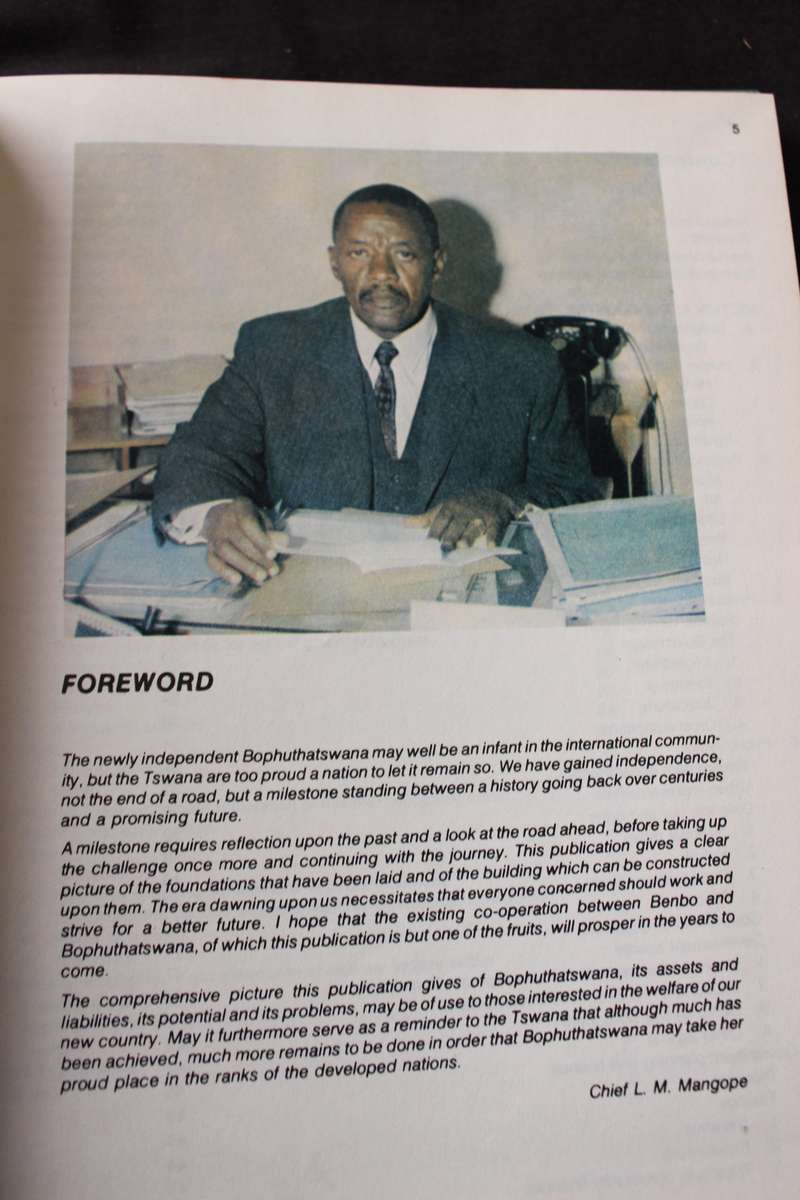 BOPHUTHATSWANA AT INDEPENDENCE. Publication of Bureau for Economic Research re Bantu Development.