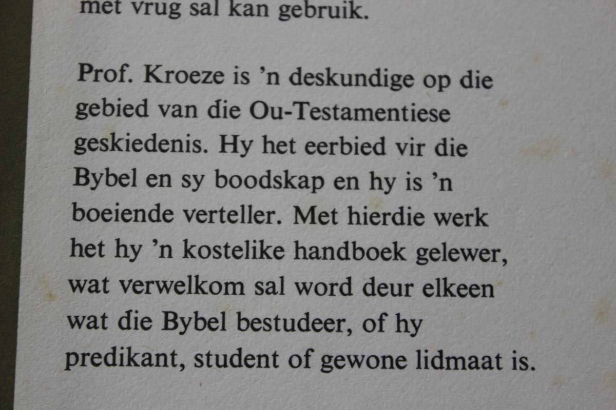 HANDBOEK BYBELSE GESKIEDENIS. Die Ou Testament. Dr. J.H. Kroeze.