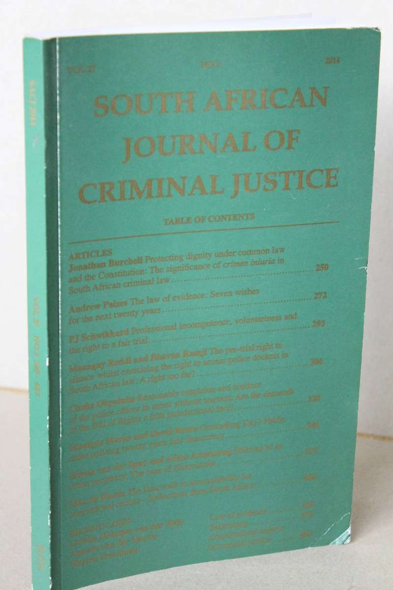 SOUTH AFRICAN JOURNAL OF CRIMINAL JUSTICE 2014  Vol 27 No 3