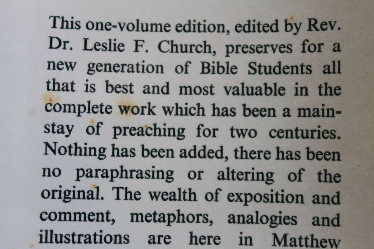 MATTHEW HENRY'S COMMENTARY ON THE WHOLE BIBLE IN ONE VOLUME