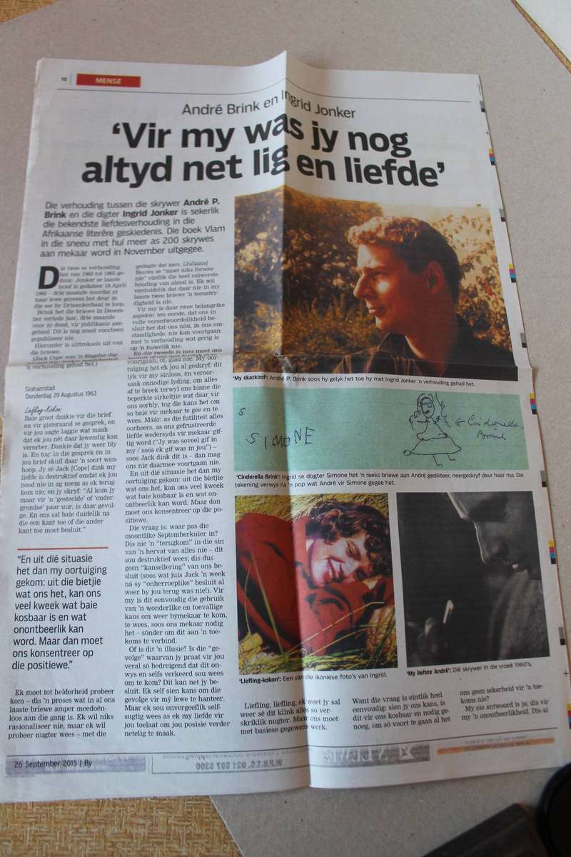 VLAM IN DIE SNEEU  Liefdesbriewe van André P. Brink & Ingrid Jonker