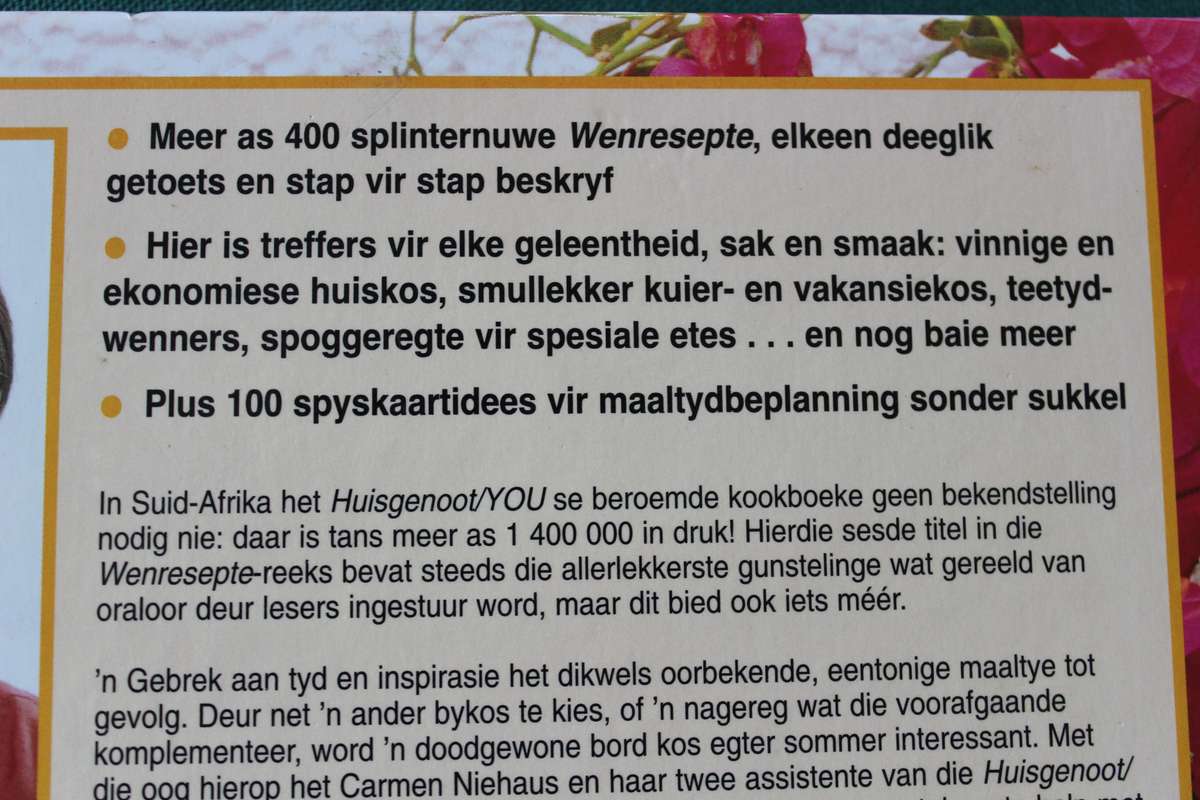HUISGENOOT WENRESEPTE 6. Carmen Niehaus.