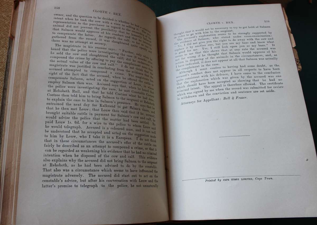 DECISIONS of the HIGH COURT of South-West Africa 1930-1942. 2 Volumes. Editors: Rosenow & Goldblatt.