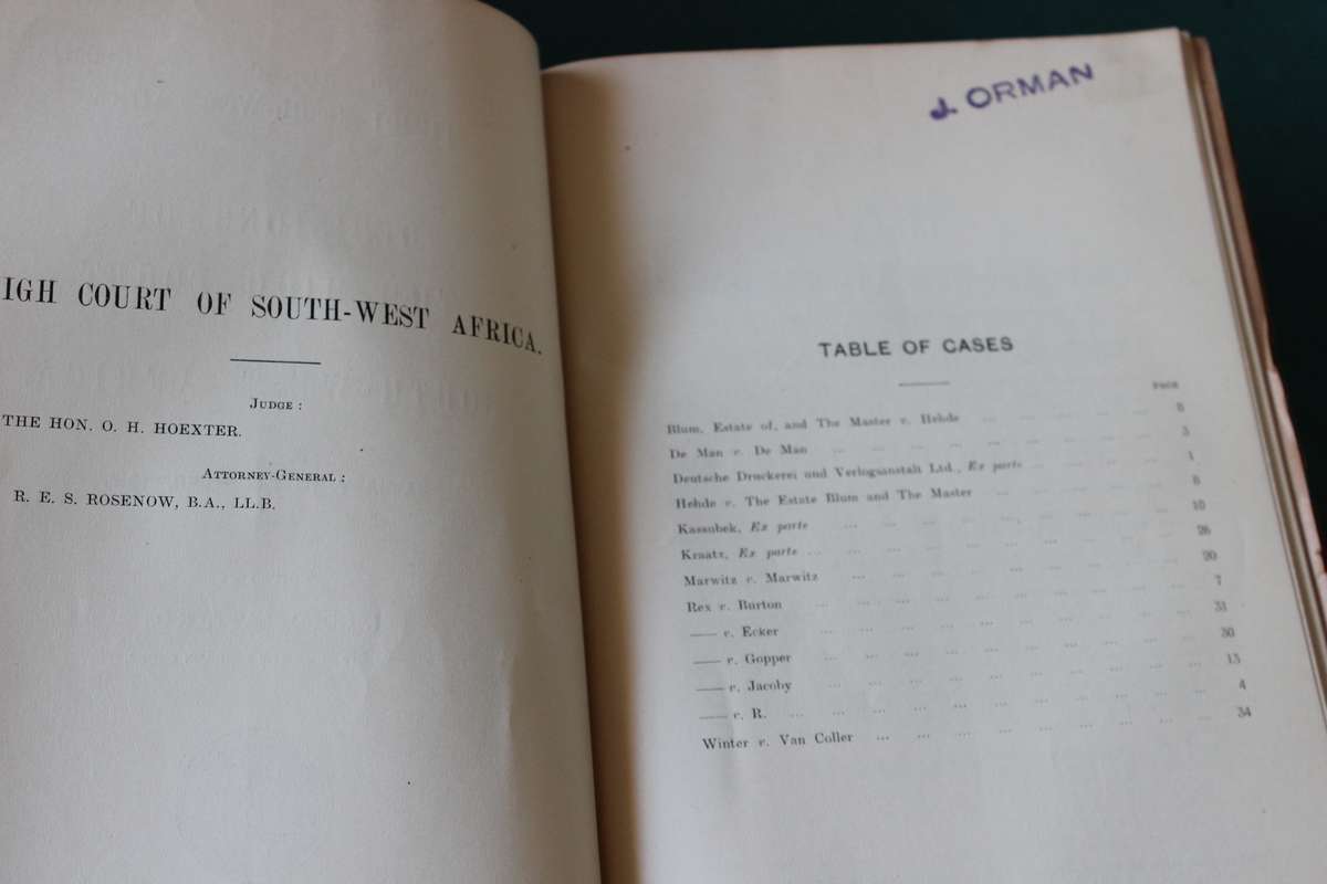 DECISIONS of the HIGH COURT of South-West Africa 1930-1942. 2 Volumes. Editors: Rosenow & Goldblatt.