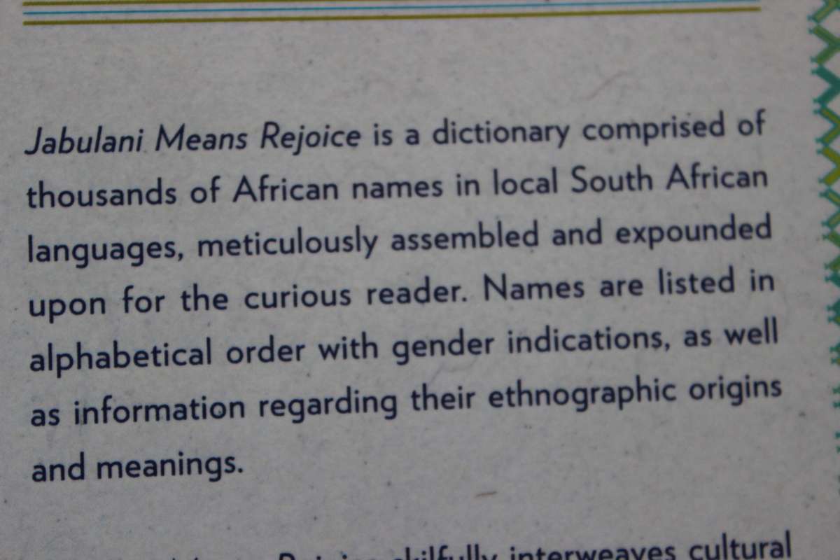 JABULANI  A Dictionary of South African Names  by Phumzile Simelani Kalumba  New Edition
