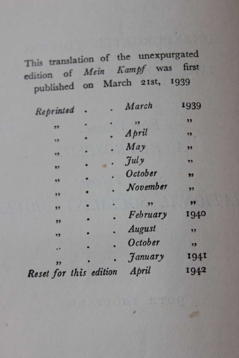 MEIN KAMPF  by Adolf Hitler Unexpurgated Edition Two Volumes in One.(1924)