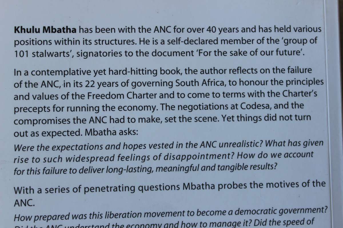 UNMASKED  Why the ANC failed to govern  by Khulu Mbatha  Foreword: Ahmed Kathrada