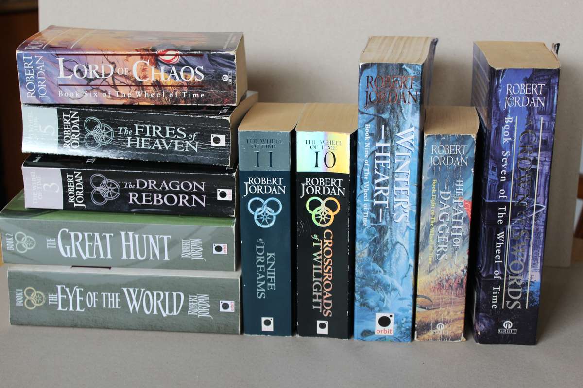 THE WHEEL OF TIME SERIES  10 Paperback Volumes: 1, 2, 3, 5, 6, 7, 8, 9, 10 and 11  by Robert Jordan
