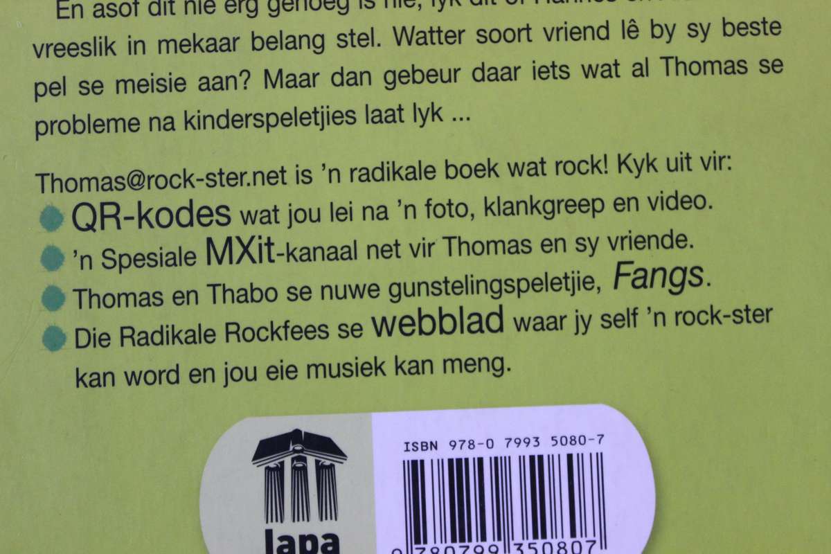 thomas rock-ster.net  deur CARINA DIEDERICKS-HUGO  Deel van die thomas-reeks  (GETEKEN)