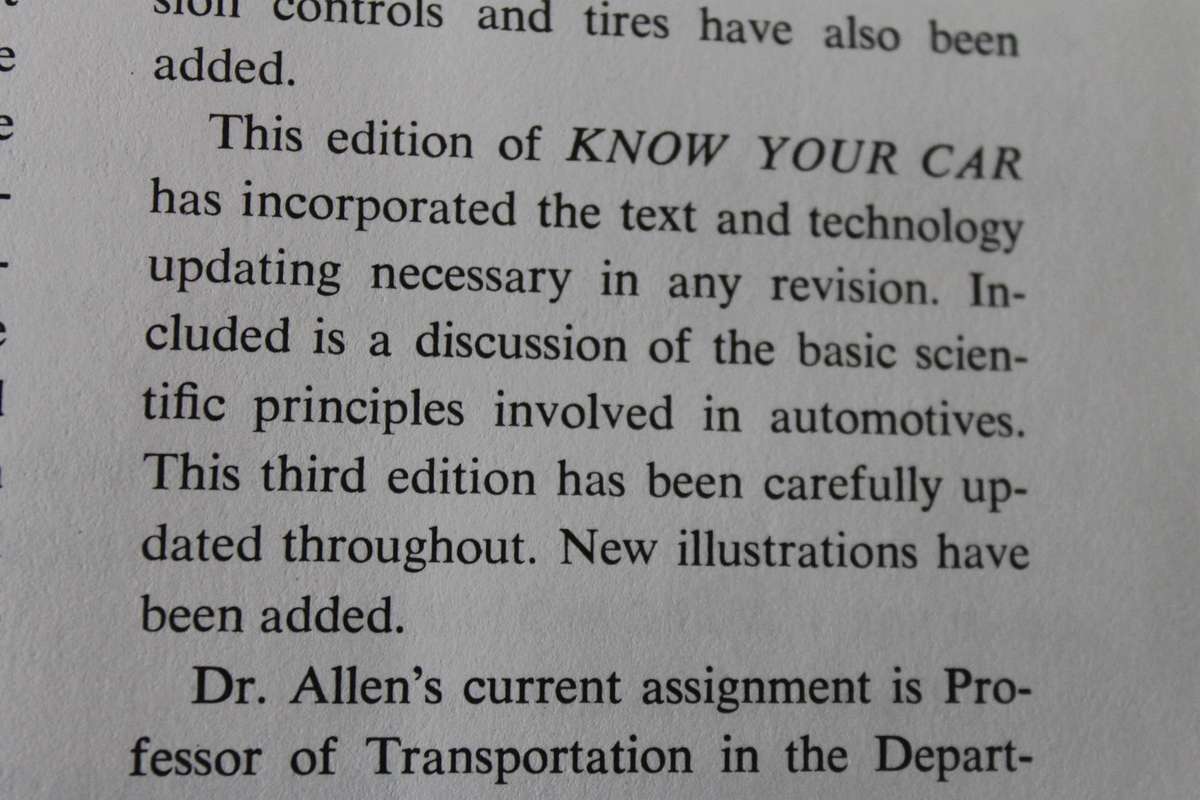 KNOW YOUR CAR  by Willard A. Allen  Tjird Edition