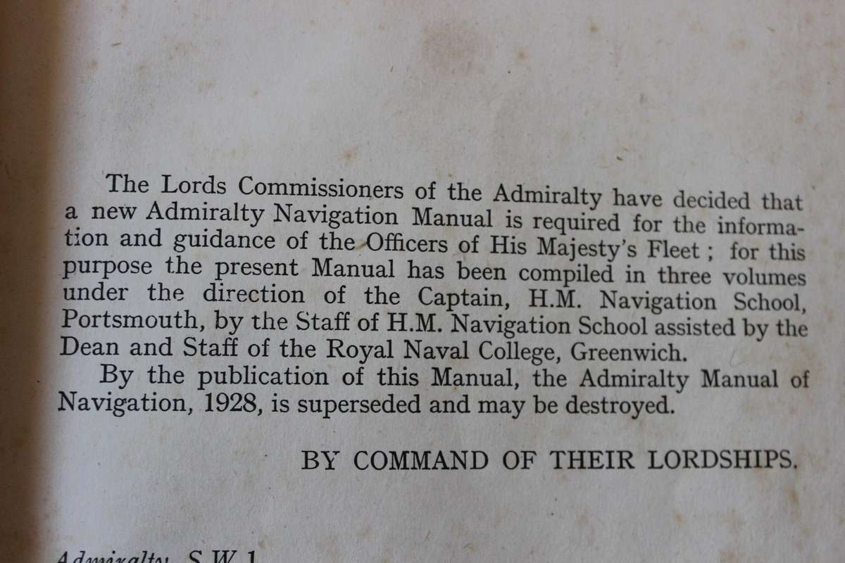 ADMIRALTY NAVIGATION MANUAL  Volume 1  1938