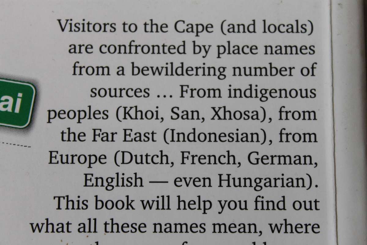 PLACE NAMES IN THE CAPE  by Ed Coombe & Peter Slingsby