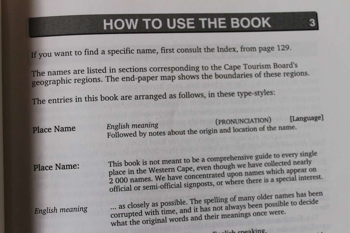 PLACE NAMES IN THE CAPE  by Ed Coombe & Peter Slingsby