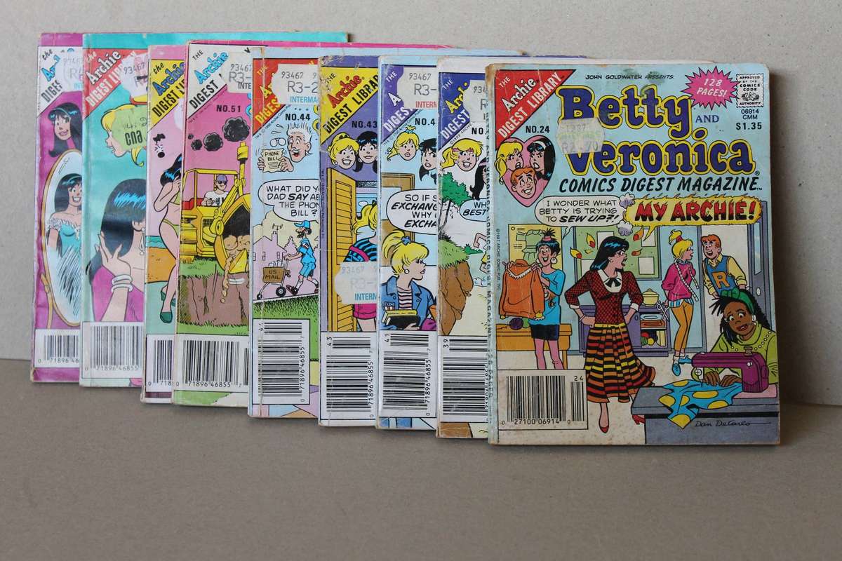 THE ARCHIE DIGEST LIBRARY: Betty and Veronica Comics Digest Magazine  Nine Magazines