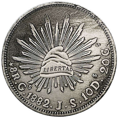 1882 Mexico 8 Reales filler coin NOT silver