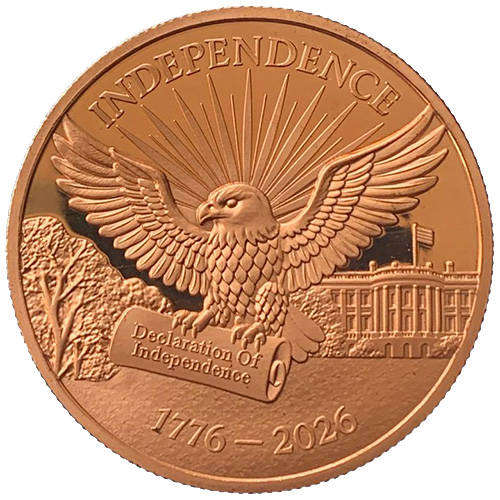 .999 Copper Round 1oz+ USA anniversary 250 years