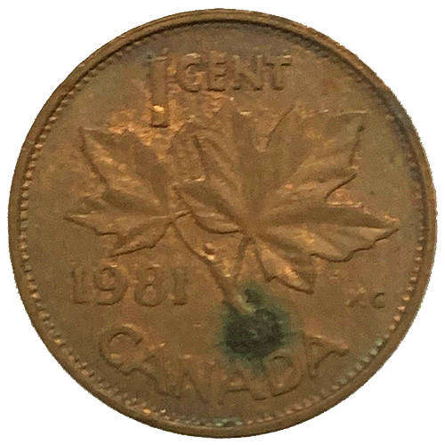 1981 Canada 1 Cent - Elizabeth II 2nd portrait modified, reduced weight
