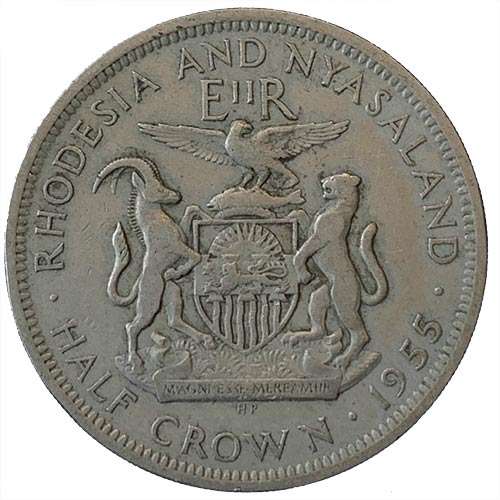 1955 Rhodesia and Nyasaland half crown