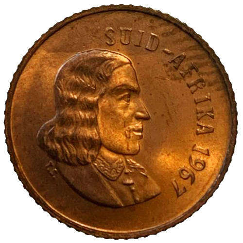 1967 South Africa Jan Van Riebeeck Afrikaans 2nd Decimal 1c Uncirculated bronze